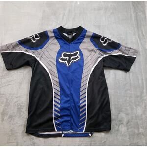 Vintage Fox Racing Cycling Jersey Sz XL MTB Motocross Blue short sleeve 1/4 Zip